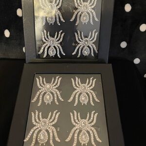Silver Rhinestone Spider Napkins Rings